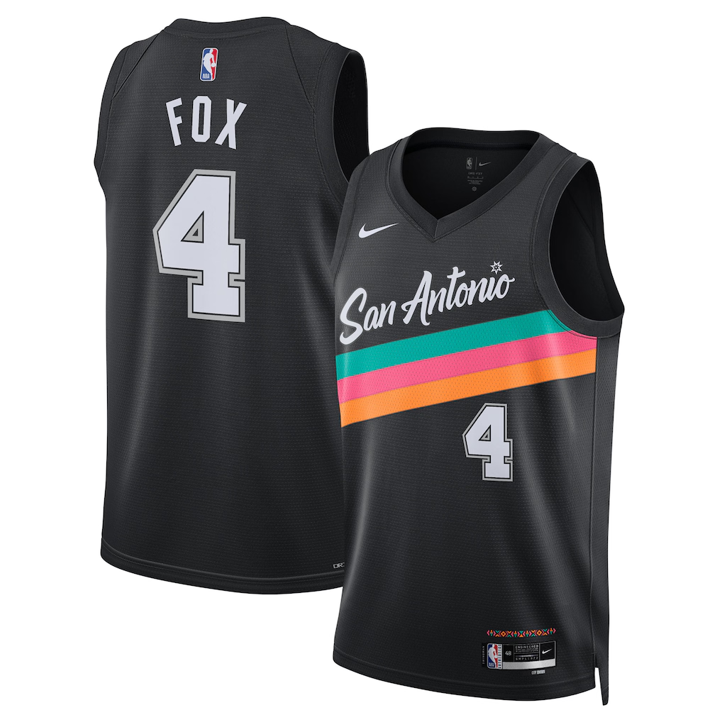 San Antonio Spurs De'Aaron Fox Nike Black 2025/26 Swingman Jersey - City Edition