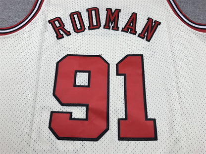 Chicago Bulls Dennis Rodman #91 Throwback-Embroidered Jersey