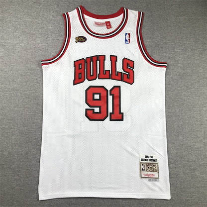 Chicago Bulls Dennis Rodman #91 1997-98 Finals Edition Throwback — Embroidered Jersey