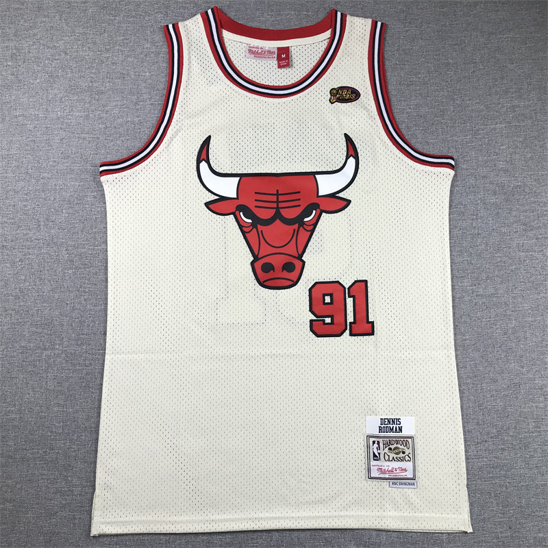 Chicago Bulls Dennis Rodman #91 Throwback-Embroidered Jersey