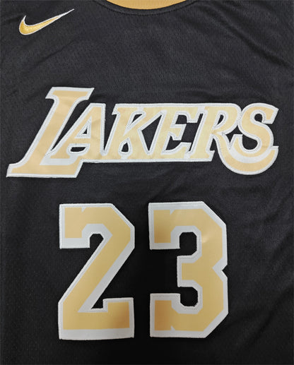 24 Lakers #23 James black and gold jersey