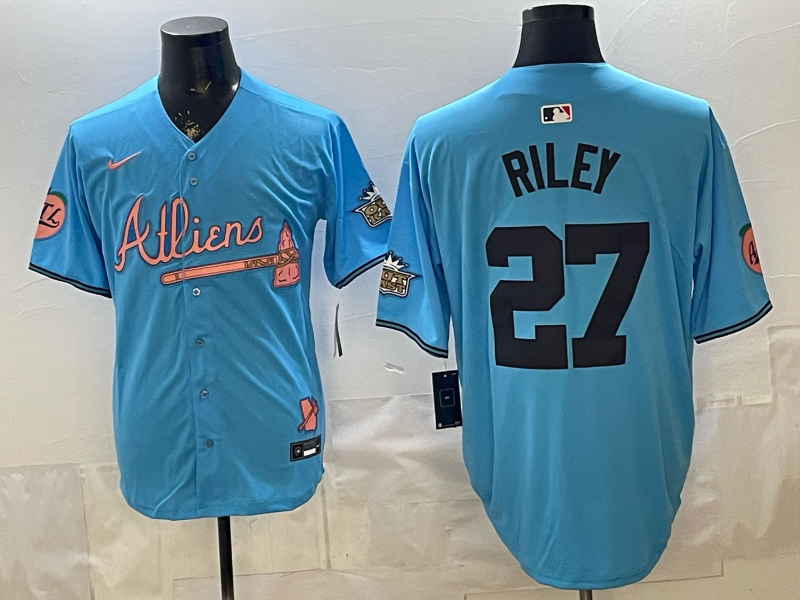 Men's Atlanta Braves Austin Riley #27 Blue Limited Player Jersey
