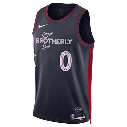 Men's  City Edition Philadelphia 76ers Tyrese Maxey #0 Navy 2023-2024 seasonJersey