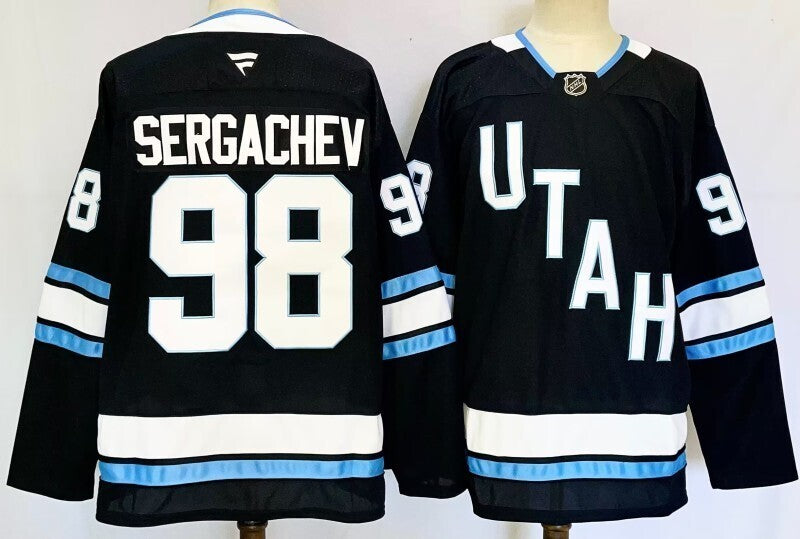 Men's Utah Mammoth Mikhail sergachev #98 Black Player Game Jersey