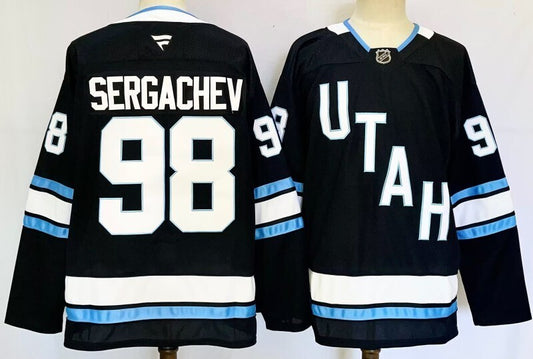 Men's Utah Mammoth Mikhail sergachev #98 Black Player Game Jersey