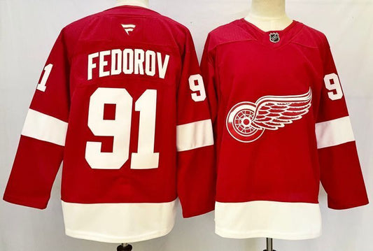 Men's Detroit Red Wings Sergei Fedorov #91  Red Player Jersey