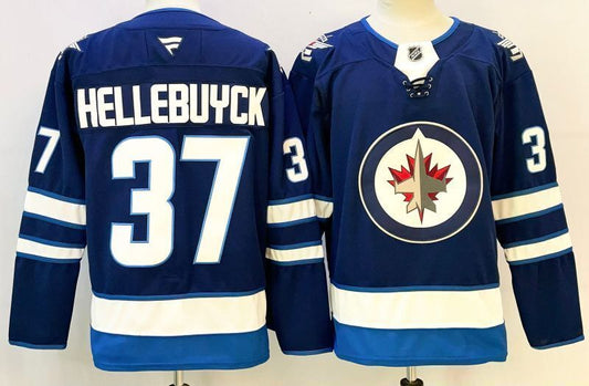 Men's Winnipeg Jets Connor Hellebuyck #37 Navy Player Jersey