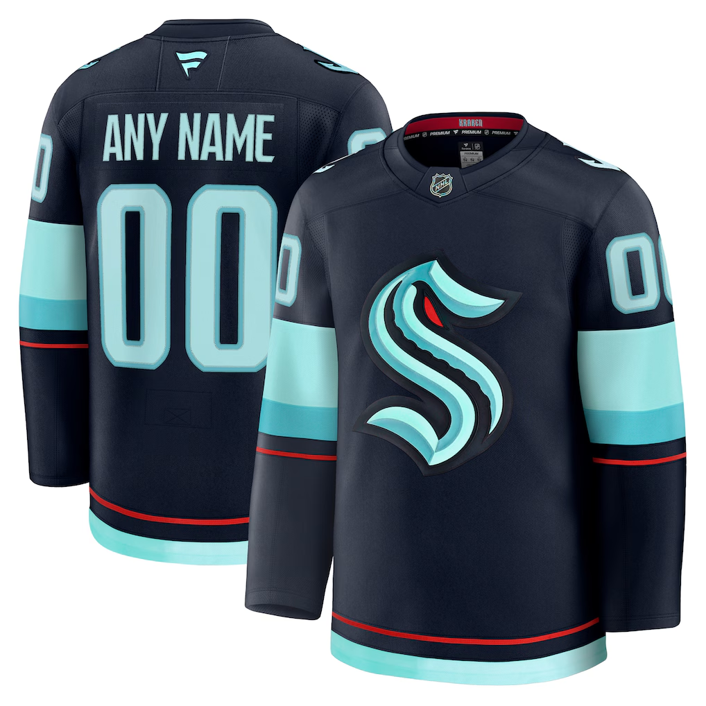 Men's Seattle Kraken Deep Sea Blue Home Premium Custom Jersey