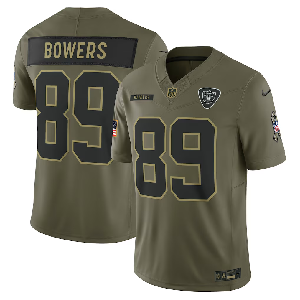 Men's Las Vegas Raiders Brock Bowers Nike Olive 2025 Salute to Service Limited Jersey