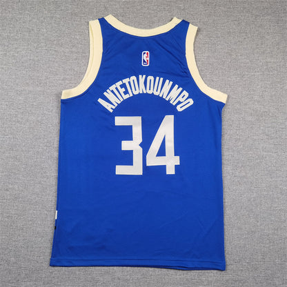 Youth Giannis Antetokounmpo Milwaukee Bucks #34 City Edition Embroidered Jersey