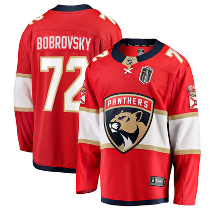Men's Florida Panthers Sergei Bobrovsky Fanatics Red 2025 Stanley Cup Final Home Breakaway Player Jersey