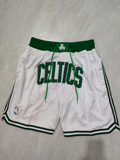 JUST DON Boston Celtics White Pocket Shorts