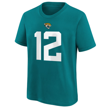 Jacksonville Jaguars Travis Hunter Nike Teal 2025 NFL Draft First Round Pick Name & Number T-Shirt
