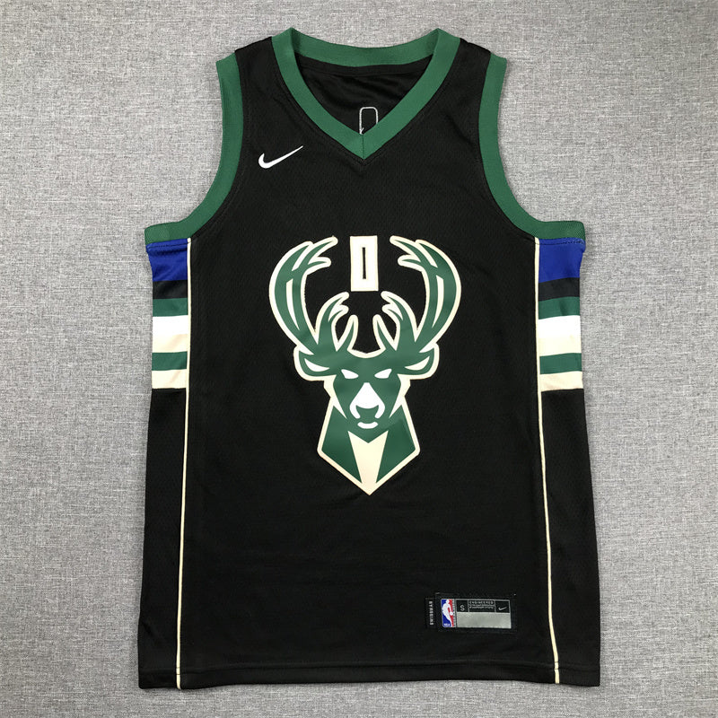 Youth Damian Lillard Milwaukee Bucks #0  Embroidered Jersey