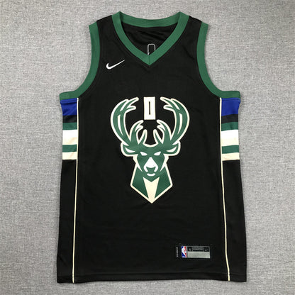 Youth Damian Lillard Milwaukee Bucks #0  Embroidered Jersey
