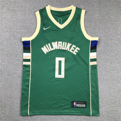Youth Damian Lillard Milwaukee Bucks #0 City Edition Embroidered Jersey