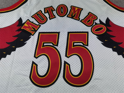 Atlanta Hawks Dikembe Mutombo 1996-97 #55 Throwback - Embroidered Jersey