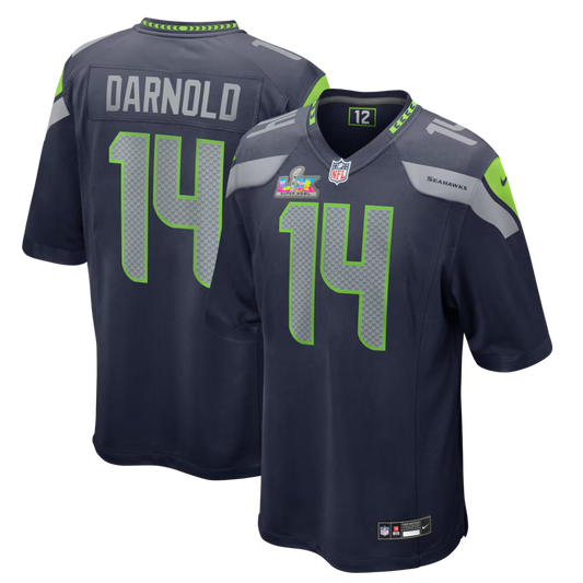 Men's Seattle Seahawks Sam Darnold Nike College Navy Super Bowl LX Patch Game Jersey