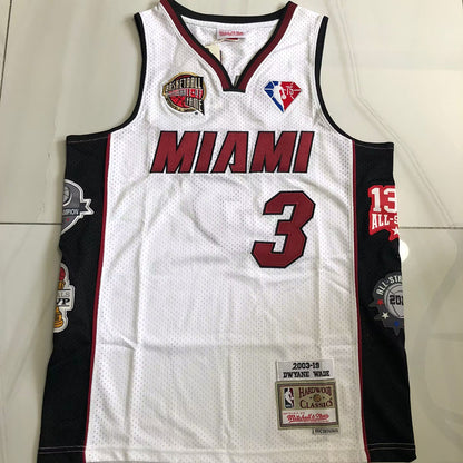 Miami Heat 3# Wade White Embroidered  Jersey