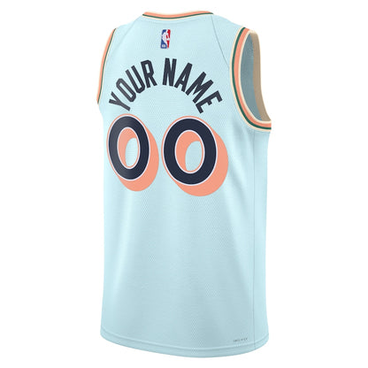 Unisex San Antonio Spurs  Light Blue 2024/25 Custom Swingman Jersey - City Edition