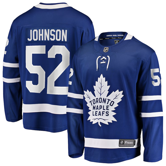 Men's Toronto Maple Leafs Reese Johnson #52 Blue Home Breakaway Jersey