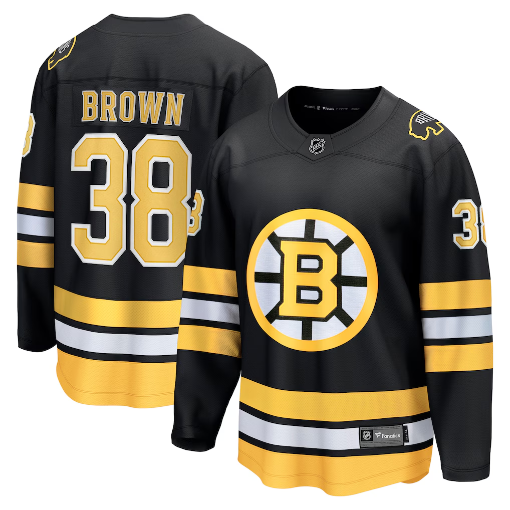 Men's Boston Bruins Patrick Brown #38  Black Home Breakaway Player Jersey