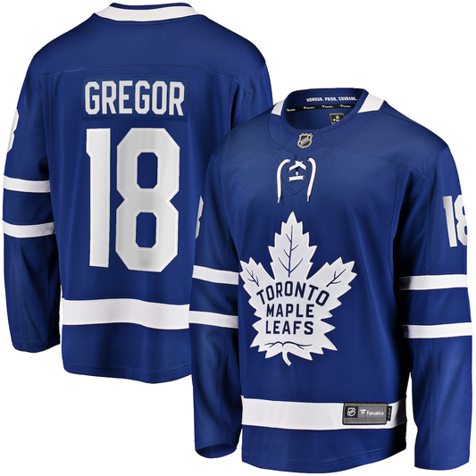 Men's Toronto Maple Leafs Noah Gregor #18 Blue Home Breakaway Player Jersey