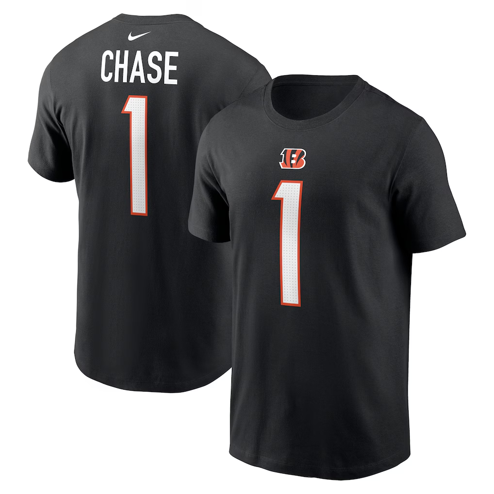 Men's Cincinnati Bengals Ja'Marr Chase Nike Black Player Name & Number T-Shirt