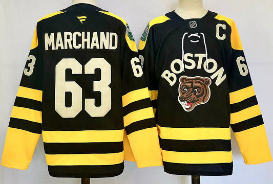 Men's Boston Bruins Brad Marchand #63  Black Player Game Jersey