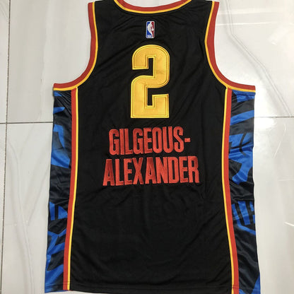 Shai Gilgeous-Alexander Oklahoma City Thunder Black Embroidered  Jersey