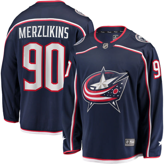 Elvis Merzlikins Columbus Blue Jackets   Home Breakaway  Jersey - Navy