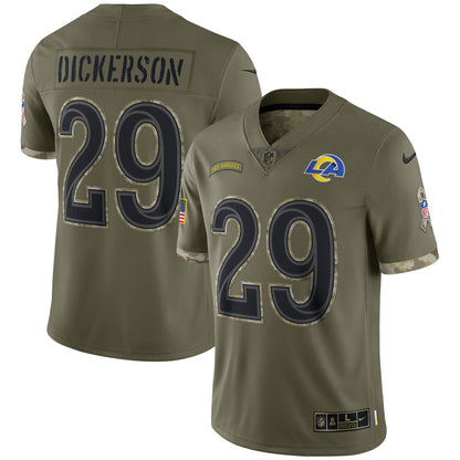 Eric Dickerson Los Angeles Rams Salute To Service Retired   Limited Jersey - Olive