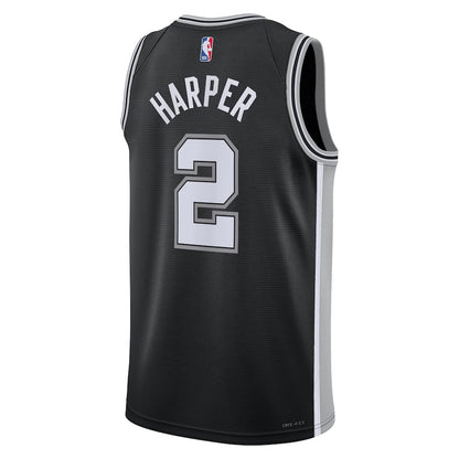 Unisex San Antonio Spurs Dylan Harper Nike Black 2025 NBA Draft First Round Pick Swingman Jersey - Icon Edition