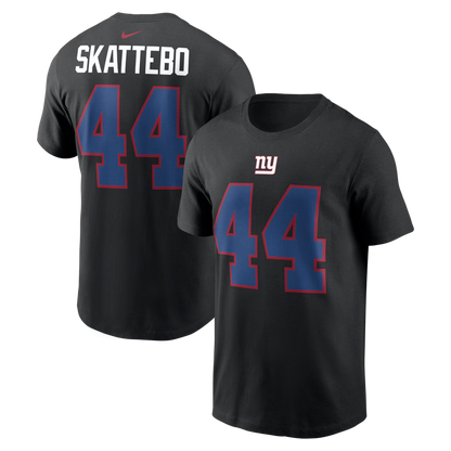 Men's New York Giants Cam Skattebo Nike Black Name & Number T-Shirt