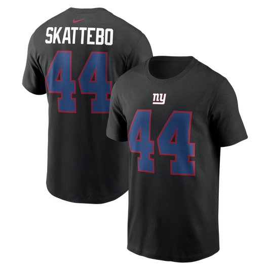 Men's New York Giants Cam Skattebo Nike Black Name & Number T-Shirt