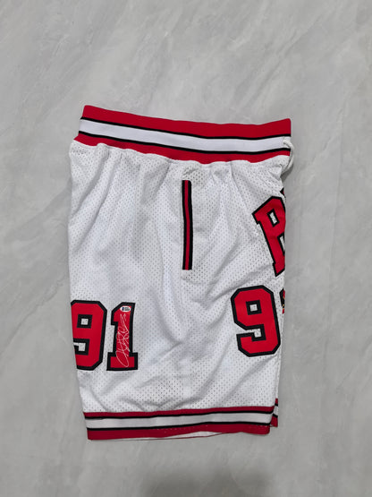 Chicago Bulls White Retro Pocket Basketball Shorts #91