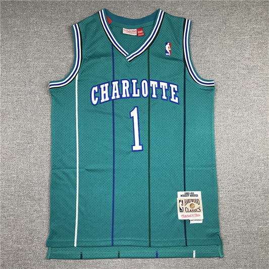 Charlotte Hornets Muggsy Bogues #1 1992-93 Throwback - Embroidered Jersey