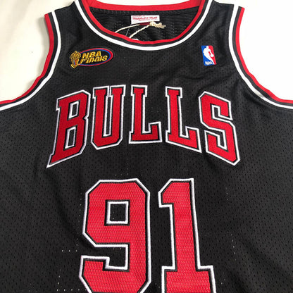 Chicago Bulls Dennis Rodman 91 Black Thorwback Jersey