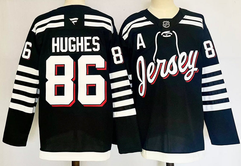 Men's New Jersey Devils Jack Hughes #86  Black Player Jersey