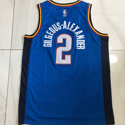 Shai Gilgeous-Alexander Oklahoma City Thunder Blue Embroidered  Jersey