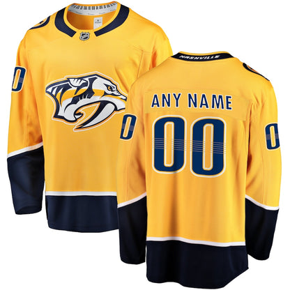 Nashville Predators   Home Breakaway Custom Jersey - Gold