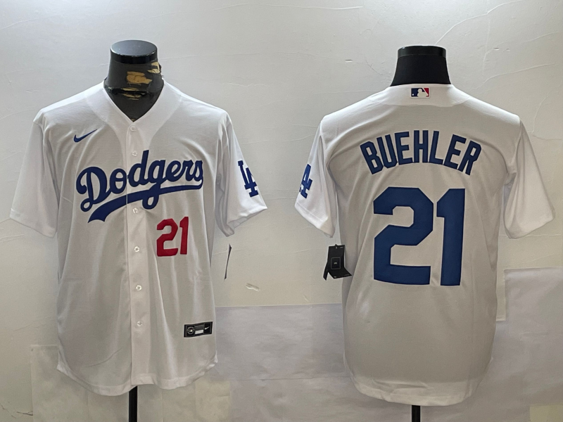 Men's Los Angeles Dodgers Walker Buehler #46.88 White Replica Baseball Jersey