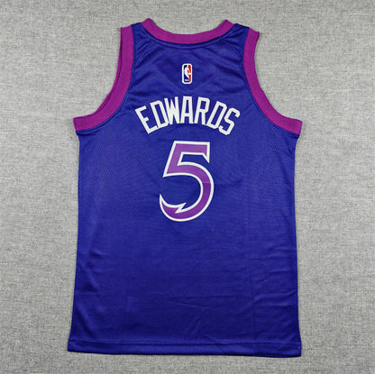 Youth Anthony Edwards Minnesota Timberwolves #5  City Edition Embroidered Jersey
