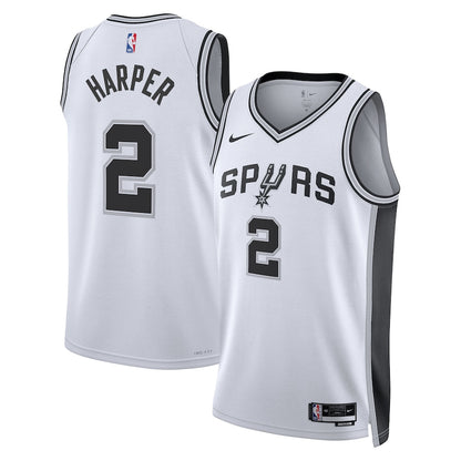 San Antonio Spurs Nike Association Edition Swingman Jersey NBA 2025 First Round Draft Pick - White - Dylan Harper - Unisex