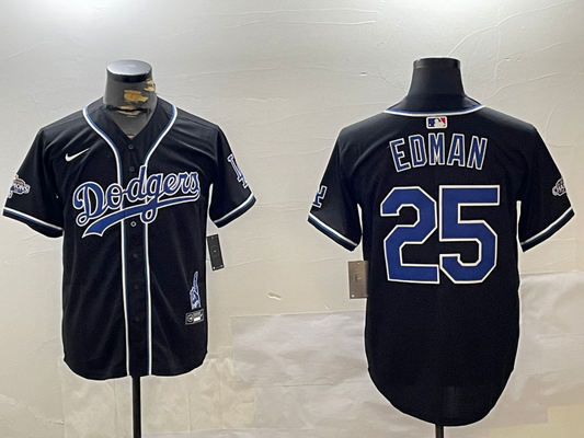 Men's Los Angeles Dodgers Tommy Edman #25 Black Replica Player Jersey