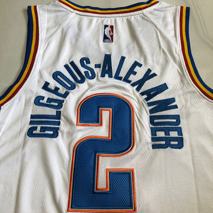 Shai Gilgeous-Alexander Oklahoma City Thunder White Embroidered  Jersey