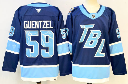 Men's Tampa Bay Lightning Jake Guentzel #59 Blue Premium Player Jersey