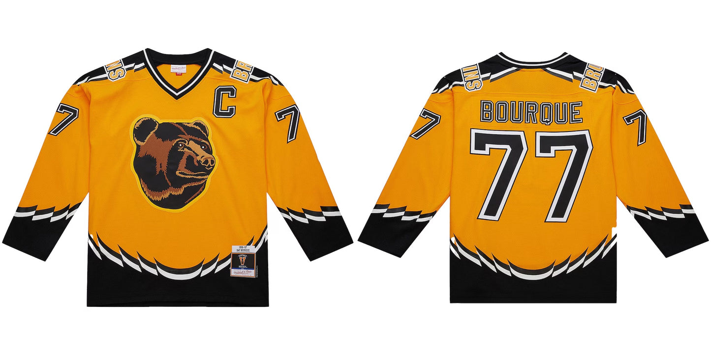 Men's Boston Bruins Ray Bourque #77  Gold Big & Tall 1996-97 Blue Line 2.0 Yellow Jersey