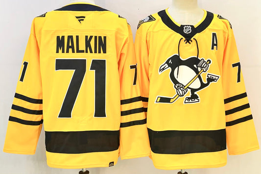 Men's Pittsburgh Penguins Evgeni Malkin #71 Gold Alternate Premium Player Jersey