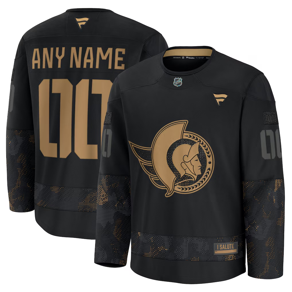 Men's Ottawa Senators Black 2024 Military Appreciation Practice Custom Jersey